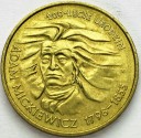 2 zł, złote 1998 Adam Mickiewicz, stan 1-/1