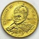 2 zł, złote 1998 Zygmunt III Waza, stan 1-/1