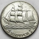 5 zł złotych Żaglowiec 1936. Stan 3