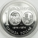 1 dolar 1975 SREBRO, 100 lat Winnipeg, stan L-