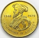 2 zł, złote 1996 Zygmunt II August stan 1-/1