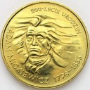 2 zł, złote 1998 Adam Mickiewicz, stan 1, PIĘKNA