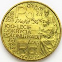 2 zł, złote 1998 Polon i Rad, Skłodowska, stan 1-