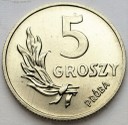 PRÓBA NIKIEL 5 gr groszy 1949, stan 1/1-. RZADKA
