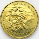 2 zł, złote 1998 Adam Mickiewicz, stan 1-