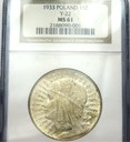 10 zł złotych Głowa Kobiety 1933 NGC MS61 GRADING
