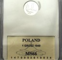 1 gr grosz 1949 Aluminium GCN MS66 GRADING
