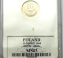 10 gr groszy 1949 Miedzionikiel GCN MS62 GRADING