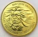 2 zł, złote 1998 Adam Mickiewicz, stan 1-