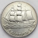 5 zł złotych Żaglowiec 1936. Stan 2