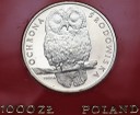 1000 zł złotych 1986 PRÓBA SREBRO, Sowa, stan L-/L
