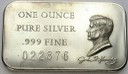 1 oz uncja srebra,sztabka, srebro Ag999 Kennedy