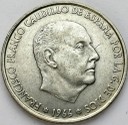 100 Ptas Pesetas, Hiszpania 1966, Srebro