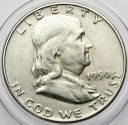 1/2 Dolara Dollar SREBRO 1950 Benjamin Franklin