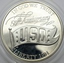 1 Dolar One Dollar SREBRO 1991 50-lecie USO stan L
