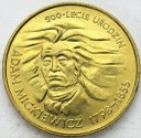 2 zł, złote 1998 Adam Mickiewicz stan 1-