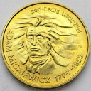 2 zł, złote 1998 Adam Mickiewicz stan 1-/1