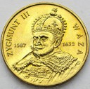 2 zł złote 1998 Zygmunt III Waza, stan 1