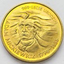 2 zł, złote 1998 Adam Mickiewicz 200 lat, stan 1-