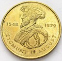 2 zł, złote 1996 Zygmunt II August stan 2+
