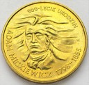 2 zł, złote 1998 Adam Mickiewicz 200 lat, stan 1-