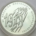 10 zł złotych 1998 Niepodległość 80 rocznica st.L-