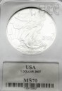 1 oz uncja One Silver Dollar dolar 2007 AG MS70