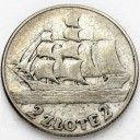 2 zł złote Żaglowiec, Żaglówka 1936. Stan 3
