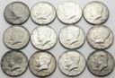 LOT 12 x 1/2 Dolara, Half Dollar John F. Kennedy