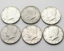 LOT 6 x 1/2 Dolara 1964 Half Dollar John F Kennedy