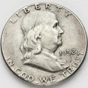 1/2 Dolara Half Dollar SREBRO 1952 Franklin USA