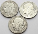 LOT 3 x 5 zł Głowa kobiety, INWESTYCJA AG SREBRO