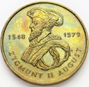 2 zł, złote 1996 Zygmunt II August stan 1-