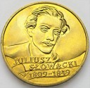 2 zł, złote 1999 Juliusz Słowacki, stan 1-