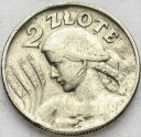 2 zł złote 1925 Kobieta i kłosy, żniwiarka, kropka