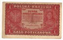 1 Jedna Marka Polska 1919, I Serja LJ, stan 4