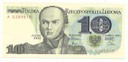 10 zł, Dziesięć Złotych 1982 Bem, seria A stan 1-