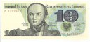 10 zł, Dziesięć Złotych 1982 Bem, seria P stan 1-
