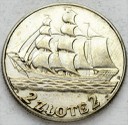 2 zł złote Żaglowiec, Żaglówka 1936. Stan 2+