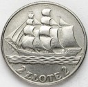 2 zł złote Żaglowiec, Żaglówka 1936. Stan 1-