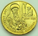 2 zł, złote 1999 Jan Łaski Reformator, stan 1-