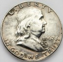 1/2 dolara, half dollar 1962 Franklin USA