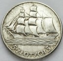 5 zł złotych Żaglowiec, Żaglówka 1936, stan ok.3+