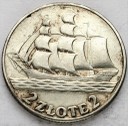 2 zł złote Żaglowiec, Żaglówka, Statek 1936, st.3+