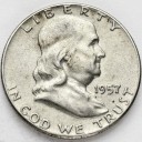 1/2 Dolara Half Dollar SREBRO 1957 Franklin USA