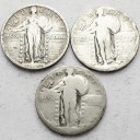 3 x 25 centów USA 1916-1930 Standing Liberty