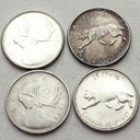 4 x 25 centów Kanada 1953-1967 zwierzęta