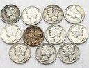 LOT 11 x 10 centów dime USA 1936-1945 Mercury
