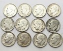 LOT 12 x 10 centów dime USA 1946-1964 Roosevelt