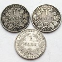 LOT 3 x 1 marka Niemcy 1878 A 1902 J 1914